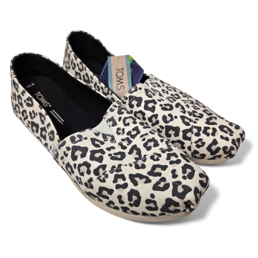 NWT Toms Alargata‎ Slip On Loafer Egret Snow Leopard Print 9.5